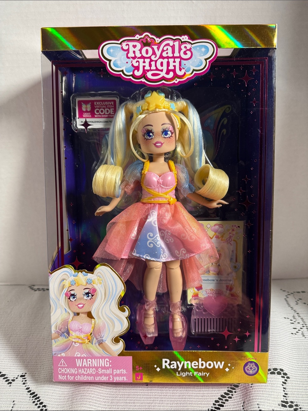 Royale High Raynebow Light Fairy Doll + Light Wings Exclusive Virtual Item Code